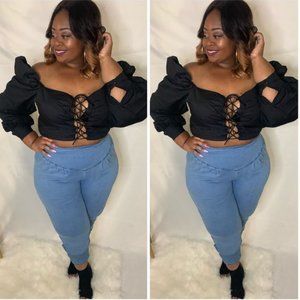 Black Puff Sleeve Top